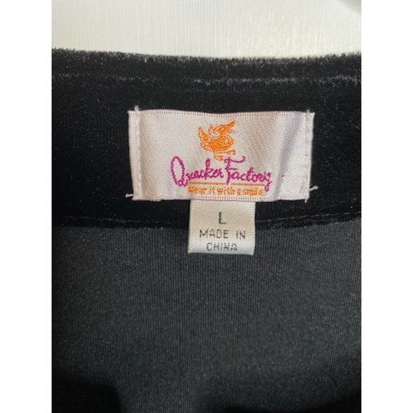 Quacker Factory Black Velour Top/Tunic with Beading Sz Large - Picture 4 of 4